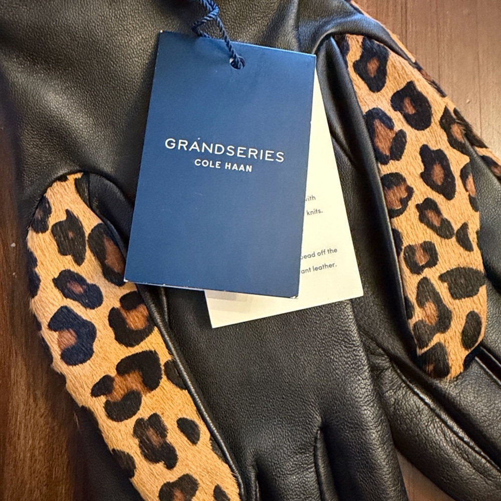 Grandseries Leopard Print Leather Gloves - Picture 2 of 3